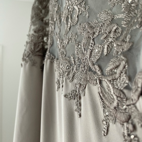 {La Femme} Embroidered Illusion Neck Gown - Picture 4 of 7